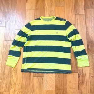 American eagle mens long sleeve tshirt in yellow and navy,excellent condition